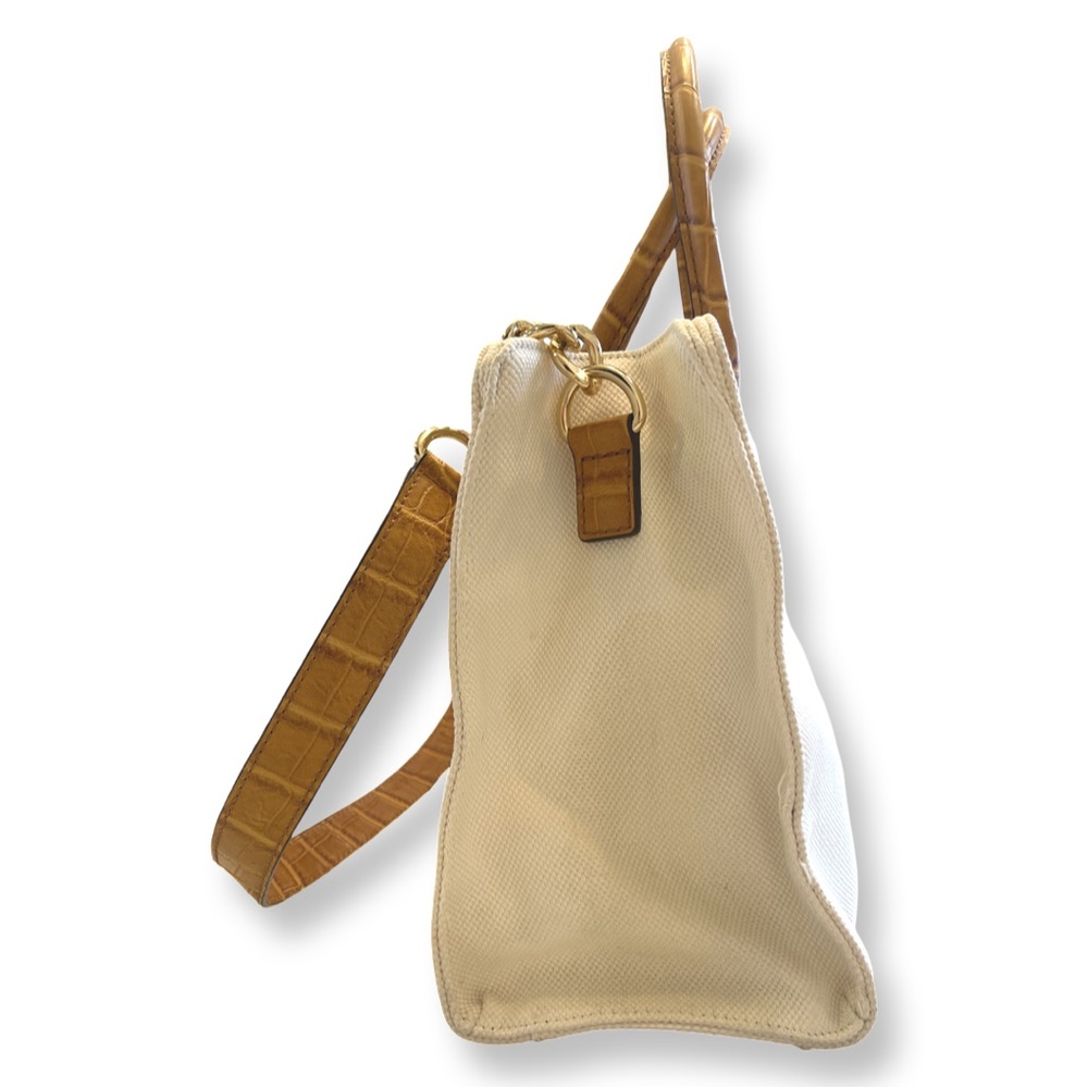 Michael Kors Hamilton Large Canvas Tote | Croc Embossed Leather Trim Cream - Picture 4 of 10